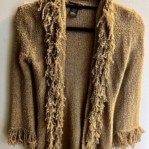 Women's Tan Sweater with Fringe